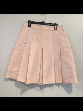Bottega Veneta Linen Blend Pink Pleated A-Line Skirt